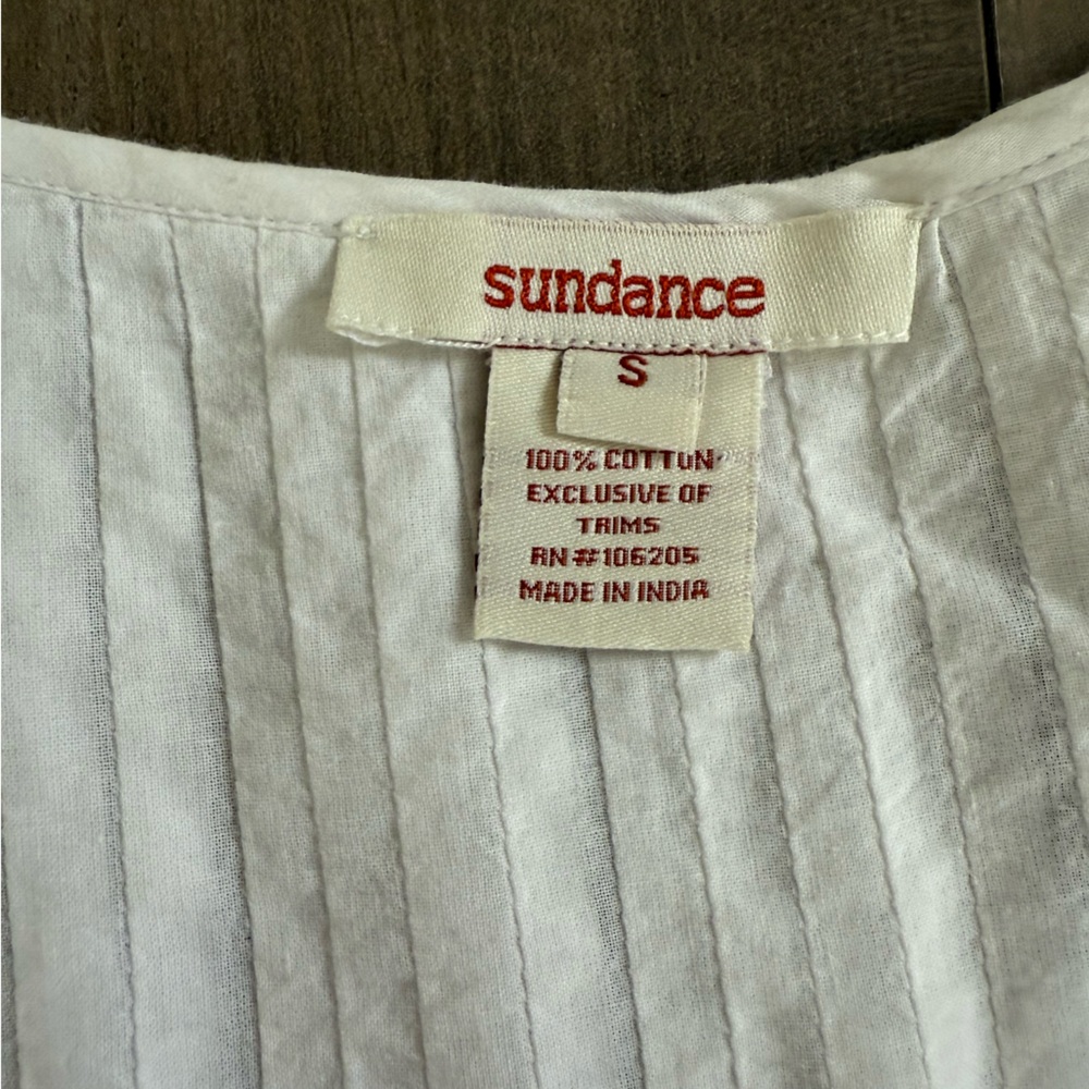 Sundance Tunic Embroidered White Peach Women's Small Pleated Button Up - Picture 2 of 11